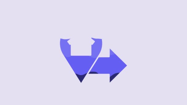 Blauwe Wijzer Met Huispictogram Geïsoleerd Paarse Achtergrond Markeringssymbool Voor Thuislocatie — Stockvideo