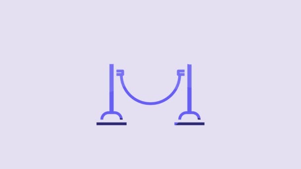 Blue Rope Barrier Icon Isolated Purple Background Vip Event Luxury — Stok Video
