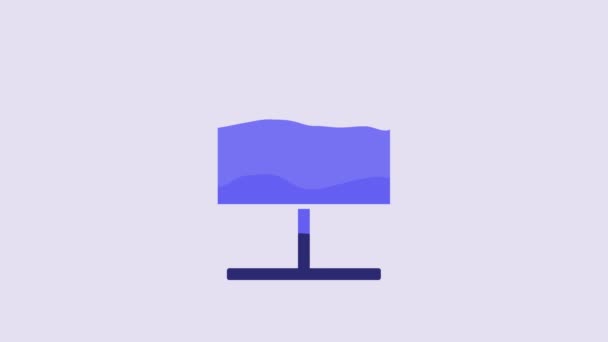 紫色の背景に隔離された青い投影画面アイコン スライド インフォグラフィック ビデオなどのビジネスプレゼンテーションビジュアルコンテンツ 4Kビデオモーショングラフィックアニメーション — ストック動画