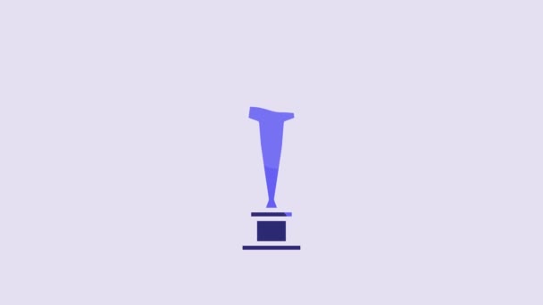 Blue Movie Trophy Icon Isolated Purple Background Academy Award Icon — Stock Video