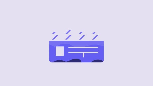 Blue Movie Clapper Icon Isolated Purple Background Film Clapper Board — Vídeo de Stock