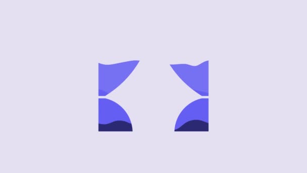 Icono Cortina Azul Aislado Sobre Fondo Púrpura Para Telón Fondo — Vídeos de Stock