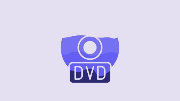 Blue Dvd Disk Icon Isolated Purple Background Compact Disc Sign — Stok Video