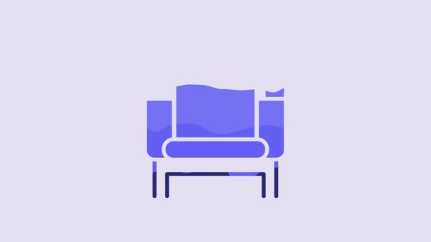 Icono Silla Cine Azul Aislado Sobre Fondo Púrpura Animación Gráfica — Vídeo de stock