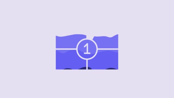 Blue Old Film Movie Countdown Frame Icon Isolated Purple Background — Stock video