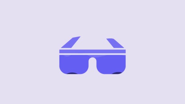 Blue Cinema Glasses Icon Isolated Purple Background Video Motion Graphic — Stock Video