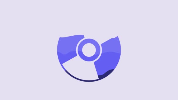 Icono Azul Dvd Aislado Sobre Fondo Púrpura Signo Disco Compacto — Vídeos de Stock