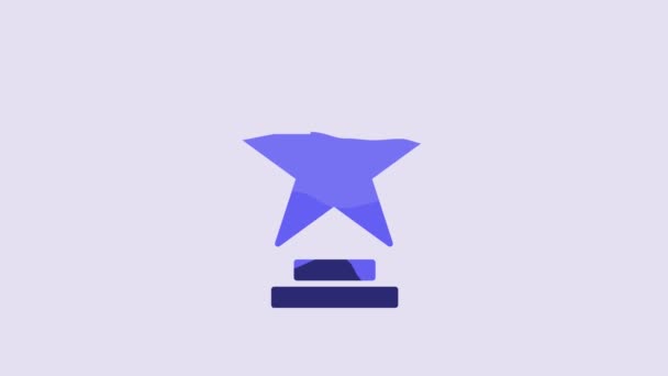 Blue Movie Trophy Icon Isolated Purple Background Academy Award Icon — Vídeos de Stock