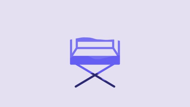 Blue Director Movie Chair Icon Isolated Purple Background Film Industry — Stok video