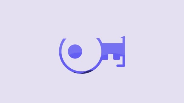 Blue Key Icon Isolated Purple Background Video Motion Graphic Animation — Stock video
