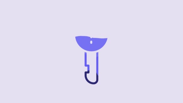 Blaues Undefiniertes Schlüsselsymbol Isoliert Auf Violettem Hintergrund Video Motion Grafik — Stockvideo