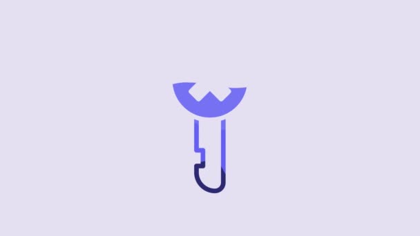 Blaues Schlüsselsymbol Isoliert Auf Violettem Hintergrund Video Motion Grafik Animation — Stockvideo
