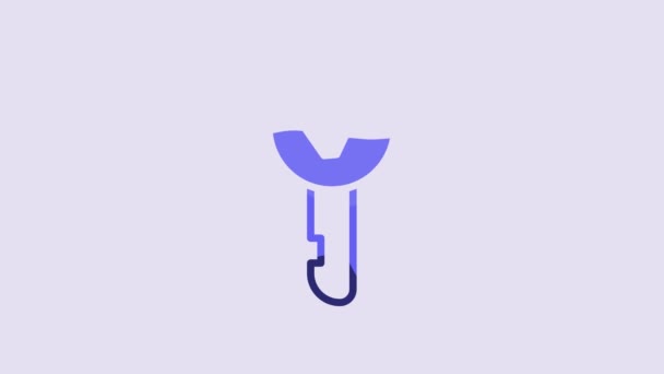 Blue Key Icon Isolated Purple Background Video Motion Graphic Animation — Wideo stockowe