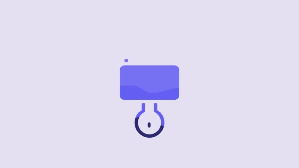 Bloqueo Azul Icono Llave Aislados Sobre Fondo Púrpura Señal Candado — Vídeo de stock
