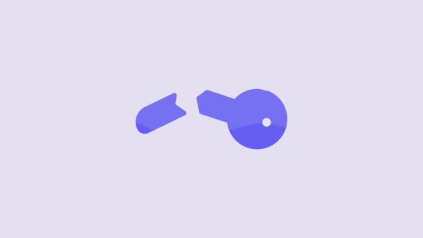 Icono Llave Rota Azul Aislado Sobre Fondo Púrpura Animación Gráfica — Vídeo de stock