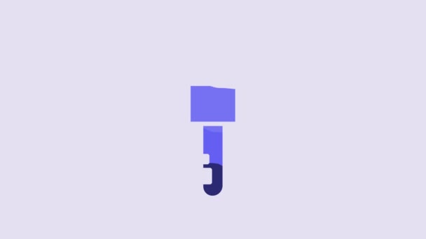 Blue Locked Key Icon Isolated Purple Background Video Motion Graphic — Video Stock