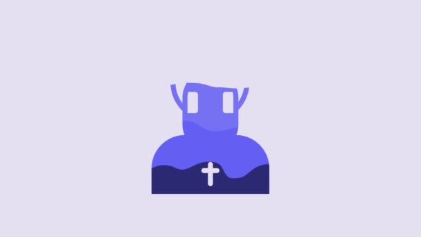 Blue Monk Icon Isolated Purple Background Video Motion Graphic Animation — Stockvideo