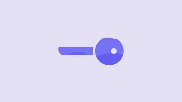 Icono Llave Azul Aislado Sobre Fondo Púrpura Animación Gráfica Vídeo — Vídeo de stock