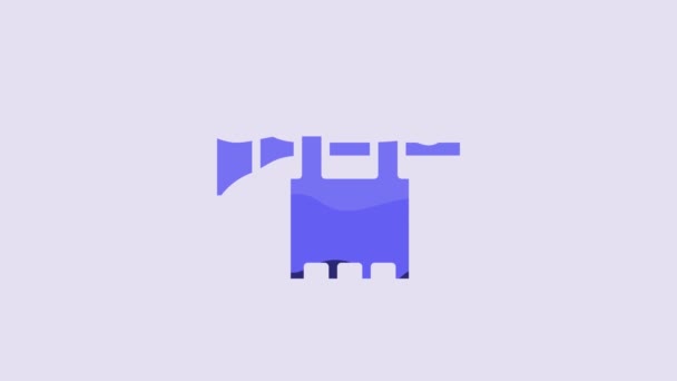 Голубой Трумпет Значком Флага Фиолетовом Фоне Музыкальный Инструмент Труба Видеографическая — стоковое видео