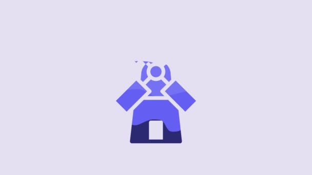 Icono Del Molino Viento Azul Aislado Sobre Fondo Púrpura Animación — Vídeo de stock
