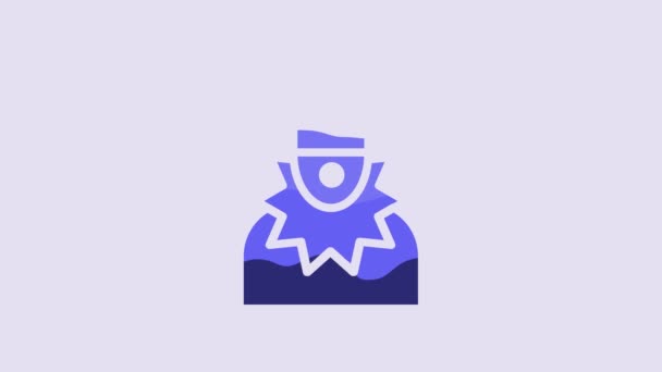 Icona Testa Joker Blu Isolata Sfondo Viola Firma Del Giullare — Video Stock