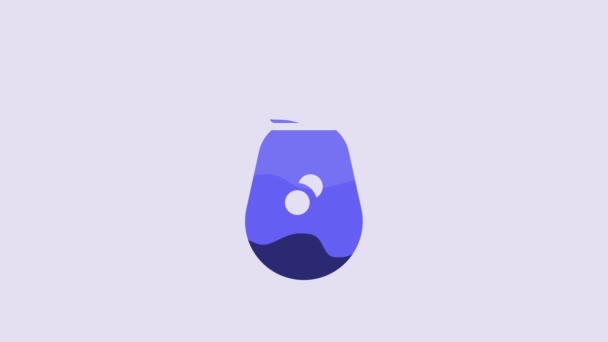 Blue Old Money Bag Icon Isolated Purple Background Cash Banking — 图库视频影像