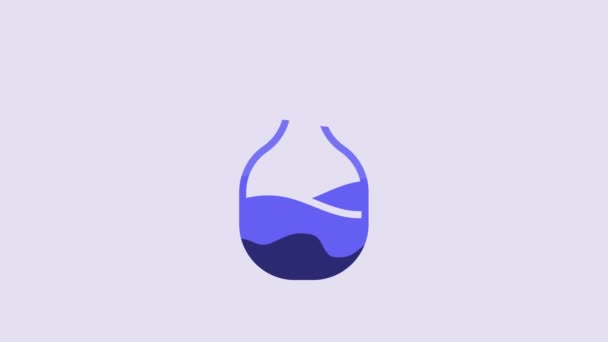 Blue Old Bottle Wine Icon Isolated Purple Background Video Motion — Stock video