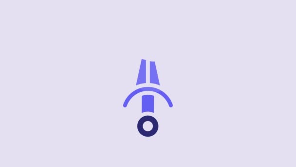 Icono Daga Azul Aislado Sobre Fondo Púrpura Icono Del Cuchillo — Vídeos de Stock