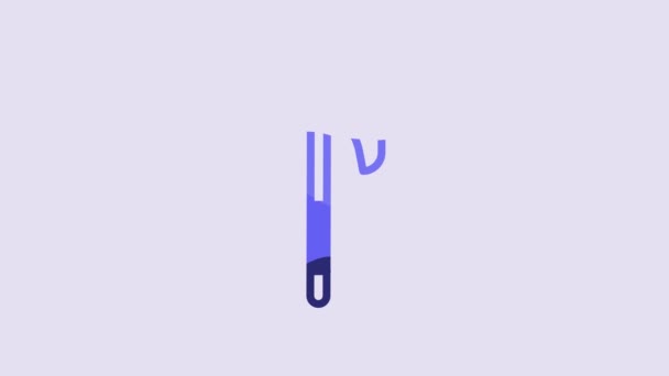 Icono Hacha Medieval Azul Aislado Sobre Fondo Púrpura Hacha Batalla — Vídeos de Stock