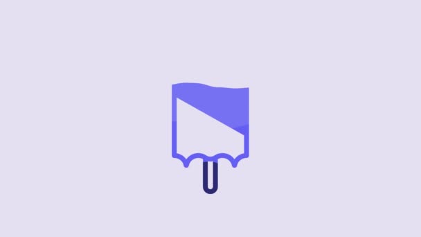 Icono Bandera Medieval Azul Aislado Sobre Fondo Púrpura País Estado — Vídeo de stock
