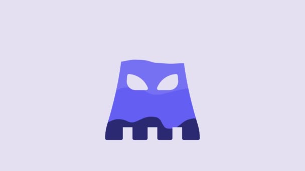 Blue Executioner Mask Icon Isolated Purple Background Hangman Torturer Executor — Vídeos de Stock