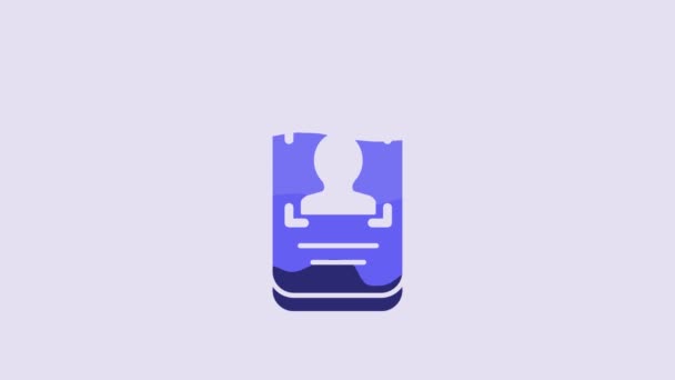 Blue Mobile Phone Face Recognition Icon Isolated Purple Background Face — Vídeos de Stock