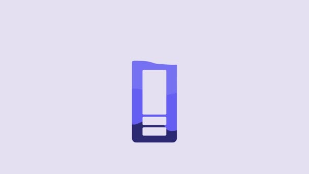 Icona Flash Drive Usb Blu Isolata Sfondo Viola Animazione Grafica — Video Stock