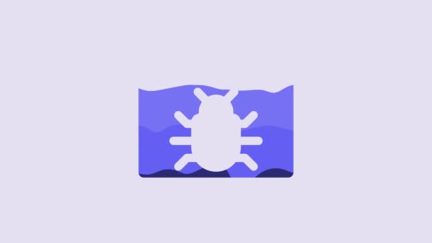 Blue System Bug Concept Icon Isolated Purple Background Code Bug — Stok Video