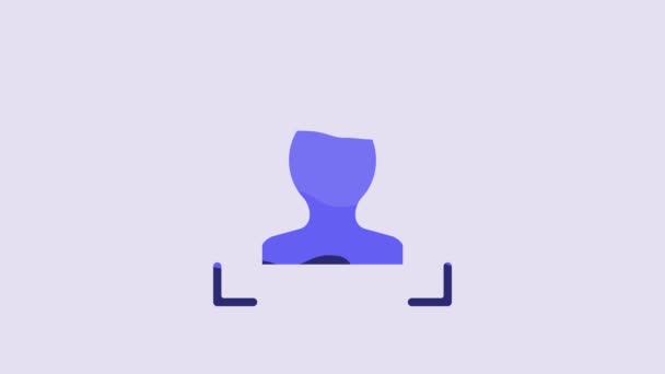 Blue Face Recognition Icon Isolated Purple Background Face Identification Scanner — Video