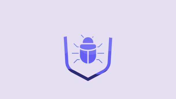 Icona Del Concetto Bug Del Sistema Blu Isolata Sfondo Viola — Video Stock