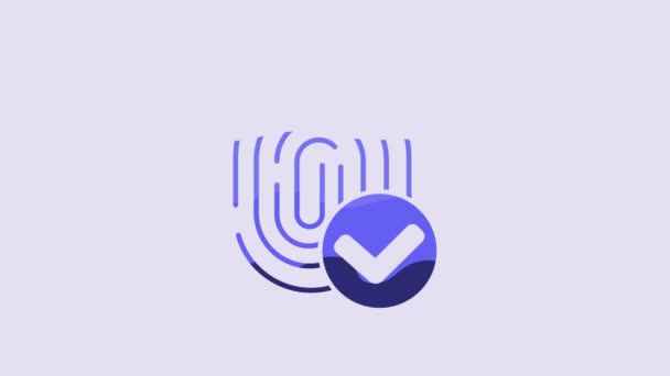 Blue Fingerprint Icon Isolated Purple Background App Icon Identification Sign — Stockvideo