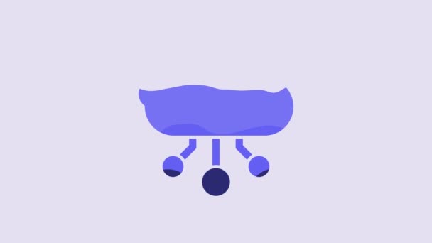 Blue Internet Things Icon Isolated Purple Background Cloud Computing Design — Stock Video