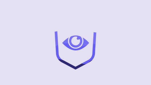Blue Shield Eye Icon Isolated Purple Background Security Safety Protection — Vídeo de Stock