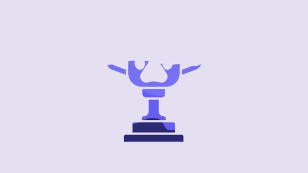 紫の背景に隔離されたブルーペット賞のシンボルアイコン ペットの展覧会の勝者の概念として犬の足跡とメダル 4Kビデオモーショングラフィックアニメーション — ストック動画