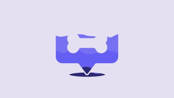 Значок Кости Голубой Собаки Выделен Фиолетовом Фоне Символ Еды Домашних — стоковое видео
