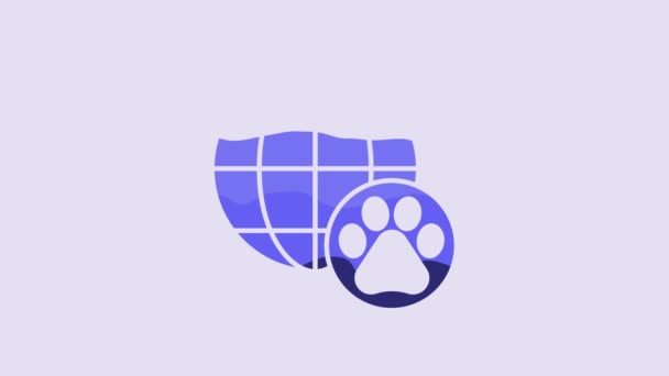 Blue World Pet Icon Isolated Purple Background Video Motion Graphic — Stockvideo