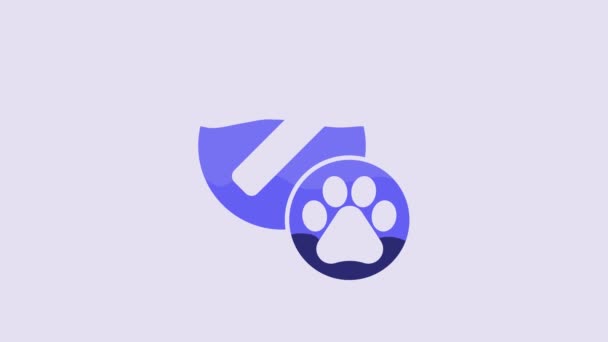 Blue Dog Pill Icon Isolated Purple Background Prescription Medicine Animal — Stockvideo