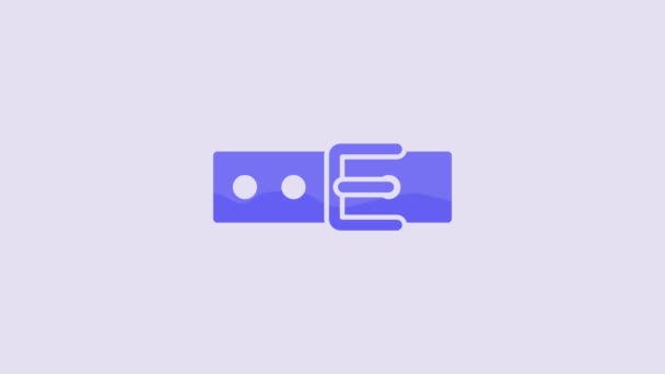 Collar Azul Con Icono Etiqueta Nombre Aislado Sobre Fondo Púrpura — Vídeo de stock