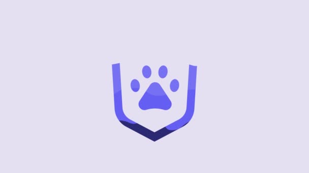 Blue Animal Health Insurance Icon Isolated Purple Background Pet Protection — Stockvideo