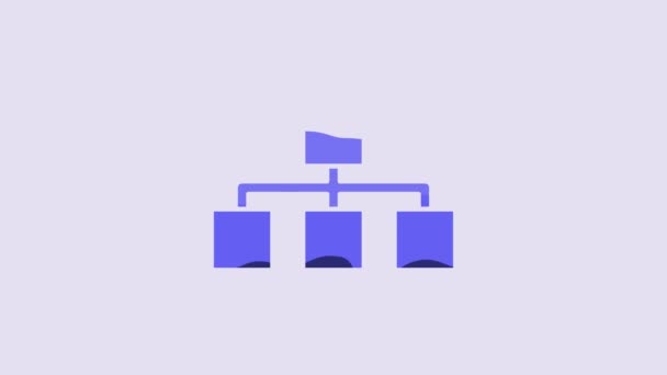 青のビジネス階層の組織図のインフォグラフィックアイコンは紫の背景に隔離されています 企業組織のグラフィック要素 4Kビデオモーショングラフィックアニメーション — ストック動画