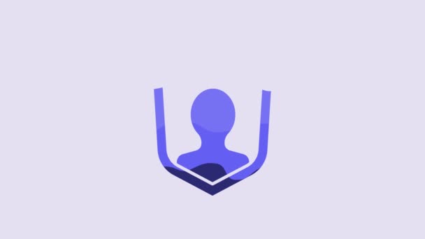 Blaues Benutzerschutzsymbol Isoliert Auf Lila Hintergrund Sichere Benutzeranmeldung Passwortgeschützt Datenschutz — Stockvideo