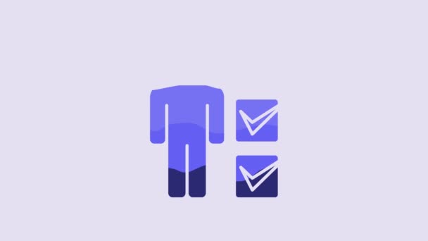 Синій Користувач Людини Діловому Костюмі Значок Ізольований Фіолетовому Фоні Піктограма — стокове відео