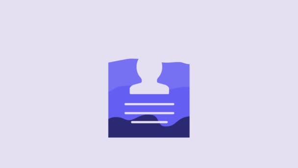 紫色の背景に隔離されたブルーレジュームアイコン 履歴書だ プロのスタッフを探してる 人事の分析が再開する 4Kビデオモーショングラフィックアニメーション — ストック動画