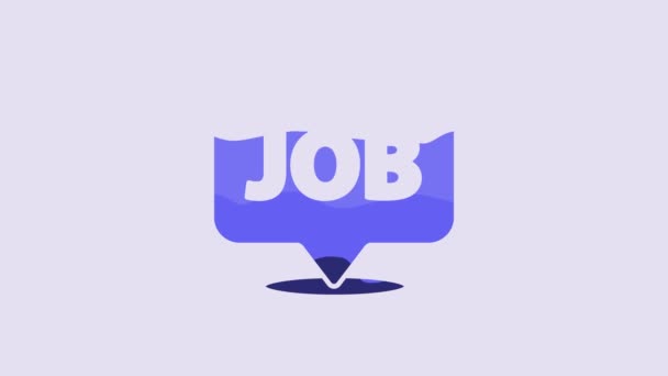 Burbuja Habla Azul Con Icono Trabajo Aislado Sobre Fondo Púrpura — Vídeos de Stock